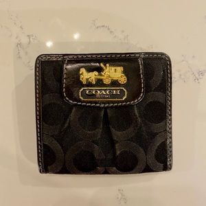 Coach Logo Bi-Fold Wallet in Black/Pink